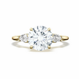 18K Yellow Gold 3 Stone Semi Mount Engagement Ring