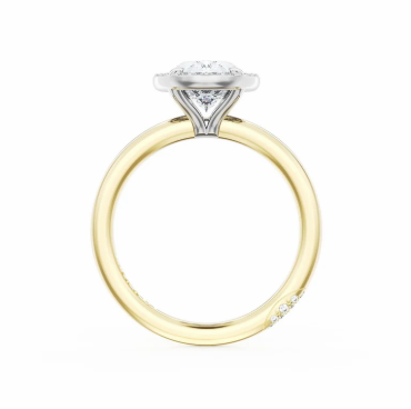 18K Two Tone Halo Semi Mount Engagement Ring