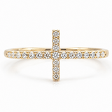 18K Yellow Gold 0.20 ctw Cross Diamond Women's Ring