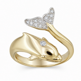 14K Yellow Gold 0.07 ctw Dolphin Diamond Women's Ring