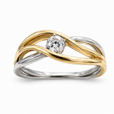 18K Two Tone 0.21 ctw Free Form Diamond Women's Ring