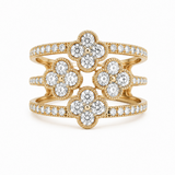 18K Yellow Gold 1.09 ctw Geometric Diamond Women's Ring