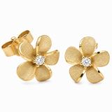 14K Yellow Gold 0.04 ctw Flower Diamond Earring