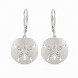 14K White Gold 0.10 ctw Sand Dollar Dangle Diamond Earring