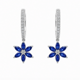 18K White Gold Dangle 1.11ctw Sapphire Earrings