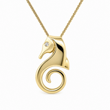 14K Yellow Gold 0.015 ctw Seahorse Diamond Pendant/Charm