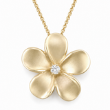 14K Yellow Gold 0.05 ctw Plumeria Diamond Pendant/Charm