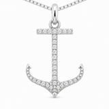 14K White Gold 0.24 ctw Anchor Diamond Pendant/Charm