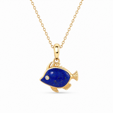 14K Yellow Gold Lapis Lazuli Necklace