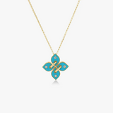 18K Yellow Gold 0.10 ctw Flower Diamond Necklace