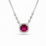 18K White Gold 0.80ctw Ruby Necklace