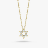 18K Yellow Gold 0.09 ctw Star Of David Diamond Necklace