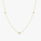 18K Yellow Gold 0.15 ctw 3 Station Diamond Necklace