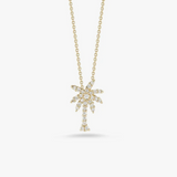 18K Yellow Gold 0.16 ctw Palm Tree Diamond Necklace