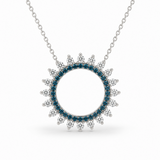 14K White Gold 1.00 ctw Circle Burst Diamond Necklace