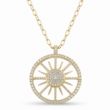 18K Yellow Gold 0.25 ctw Sunburst Diamond Necklace