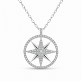 18K White Gold 0.29 ctw Compass Star Diamond Necklace