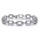 Sterling Silver Open Link 0.56ctw Sapphire Bracelet