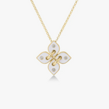 18K Yellow Gold 0.10 ctw Flower Diamond Necklace