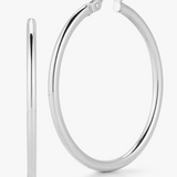18K White Gold Medium Hoop Women's Earrings