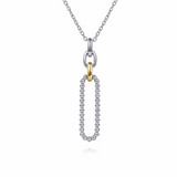 14K Yellow Gold and Sterling Silver Drop Necklace
