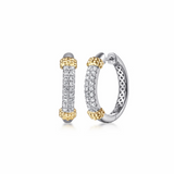Sterling Silver Two Tone Small Hoop 0.47ctw Sapphire Earrings