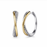 Sterling Silver Two Tone Twisted Hoop Earrings