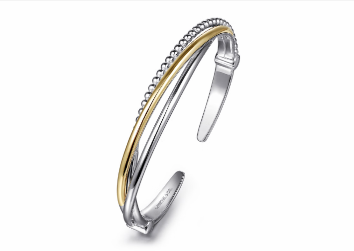 Bangle Sterling Silver Two Tone Bracelet