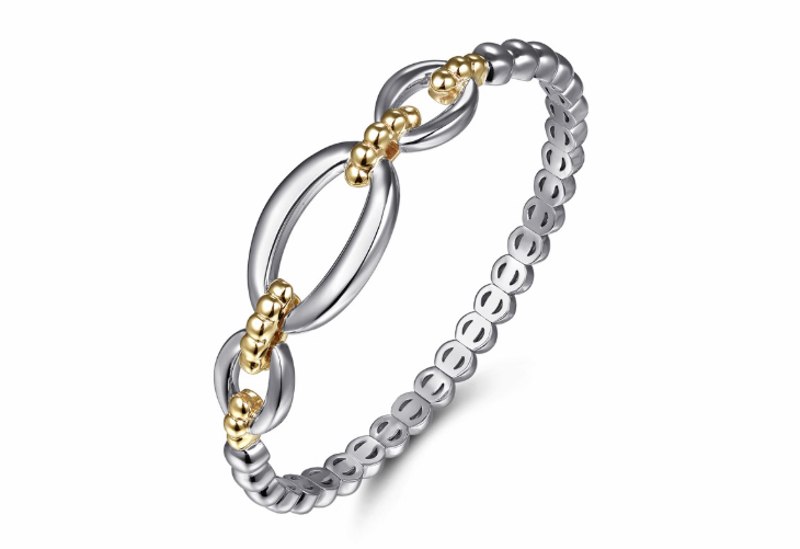 Bangle Sterling Silver Two Tone Bracelet