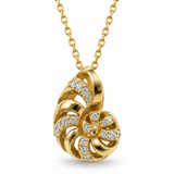 14K Yellow Gold 0.13 ctw Nautilus Diamond Necklace