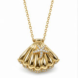 14K Yellow Gold 0.15 ctw Scallop Shell Diamond Necklace