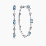 Sterling Silver Medium Hoop 1.74ctw Topaz Earrings