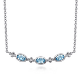 Sterling Silver Cable Link 0.86ctw Topaz Necklace