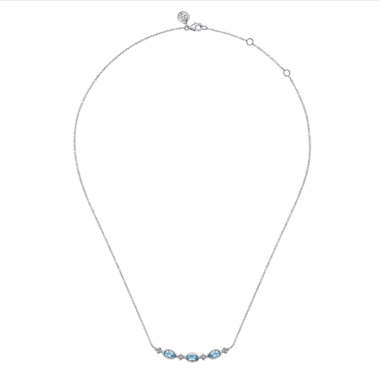 Sterling Silver Cable Link 0.86ctw Topaz Necklace
