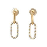 Gold and Diamond Paperclip Earrings