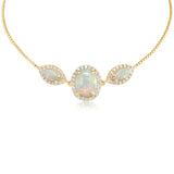 14K Yellow Gold Australian Opal/Diamond Bolo Bracelet