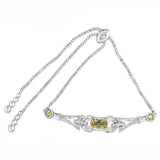 18K White Gold Yellow Sapphire/Diamond Bracelet with 14K White Gold Chain