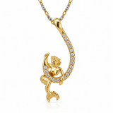14K Yellow Gold 0.60 ctw Mermaid on Hook Diamond Pendant/Charm