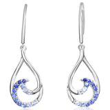 14K White Gold Graduated Blue Sapphire Earrings
