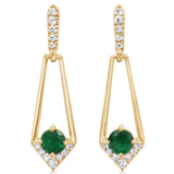 14K Yellow Gold Brazilian Emerald/Diamond Earrings