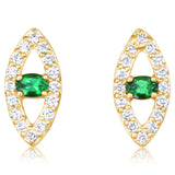 14K Yellow Gold Tsavorite/Diamond Earrings
