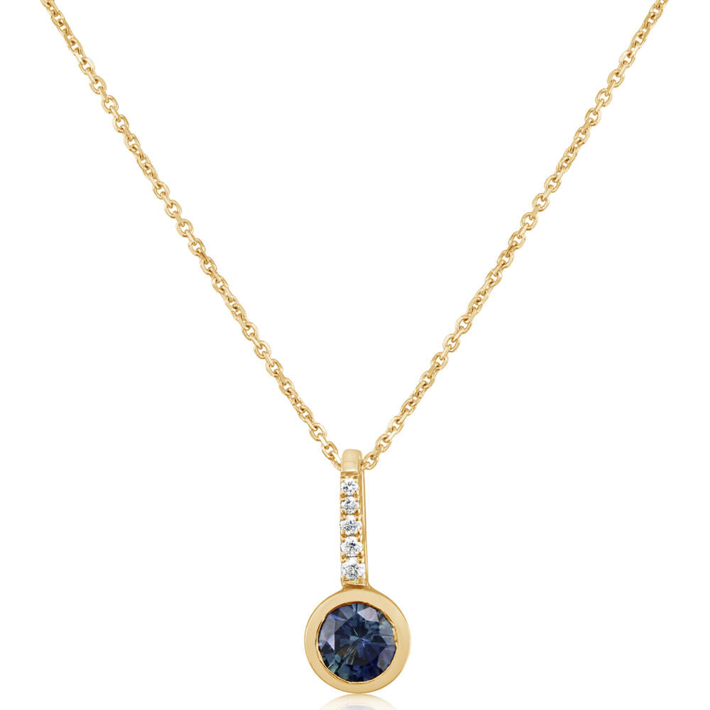 14K Yellow Gold Montana Sapphire/Diamond Pendant