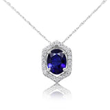 14K White Gold Blue Sapphire/Diamond Pendant