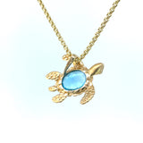 Sea Turtle With Blue Topaz